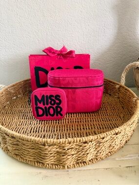 Dior Hot Pink Travel Case with Matching Miss Dior Pouch